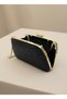Black Color Stone Chain Detailed Chain Handle Women's Evening Dress Bag Wedding Engagement Graduation - 4