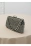 Platinum Color Stone Chain Detailed Chain Handle Women's Evening Dress Bag Wedding Engagement Graduation - 5