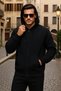 Men's Winter Hooded Black Zippered Oversized Sweat