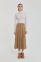 Pleated suede skirt camel