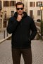 Men's Winter Hooded Black Zippered Oversized Sweat - 2