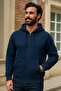 Men's Winter Dark Blue Oversized Long Cardigan Sweatshirt - 2