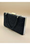 Black Crystal Stone Chain Handle Women's Evening Dress Bag - 4
