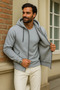 Men's Winter Gray Oversized Long Cardigan Sweatshirt - 3