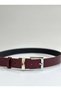 Women's Belt Burgundy Belt Skirt Belt Pants Belt Burgundy Belt with Silver Buckle - 2