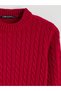 Alita City Lcw Modest Red Oval Neck Self-Patterned Women's Knitwear Sweater - 6