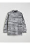 Gray Crew Neck Striped Oversized Women's Knitwear Sweater from Plus-Store - 5