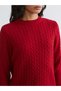 Alita City Lcw Modest Red Oval Neck Self-Patterned Women's Knitwear Sweater - 3