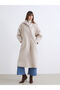 Texx Store Quality Soulife Beige Stand Collar Women's Cashmere Coat