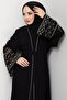عباية مطرزة بحزام، باللون الأسود - HM2852 - 6
