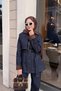 Women's Sleeves Suede Detail Suit Navy Blue - 7