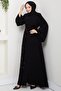 Belted Floral Stone-Embellished Black Ferace HM2853 - 6