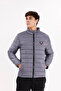 High Collar Quilted Channel Full Zip Double Pocket Lightweight Thermal Insulated Puffer Coat - 6