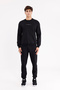 Minimal Chest Embroidered Comfortable Fit Flexible Cuffed m Transitional Crew Neck Sweatshirt