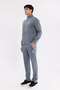 Mock Neck Full Zippered Mercerized Textured Comfortable Fit Tracksuit Set with Striped Detail Zippered Pockets - 2