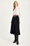Velvet 2-Pocket Belted Pleated Skirt - 2