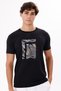 Geometric Wave Pattern Front Print Detail Crew Neck Comfortable Fit Short Sleeve T-Shirt - 5