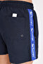 Logo Striped Detail Zippered Pocket Drawstring Elastic Waist Quick Dry Matte Surface Short Leg Sea Shoes - 5