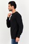 Men Crew Neck Long Sleeve Embroidered Logo Sweatshirt, Black - 3