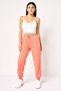 Women Loose Fit Embroidered Logo Outdoor Sweatpants, Dark Peach - 2