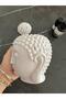 Matte Ceramic Large Size Light Grey Color Buddha Head Censer/ Room Fragrance Diffuser 13 cm - 4