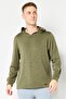Men Loose Fit Long Sleeve Training Hooded Sweatshirts, Olive
