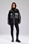Women's Denim Paneled Striped Detail Design Jacket - 6
