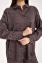 Women's Printed and Textured Shirt - Loose Long Shirt - 8