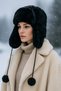 Women's Hat with Headphones and Fur Pom-Pom - 2
