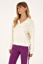 Women's Cream Mock Neck Sweatshirt 50309429-Vr256 - 3