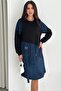 Women's Sweat Denim Patchwork Dress Oversized Pockets Drawstring 100% Cotton Sports Dress