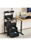 Modern Black Bedside Table with Charging & LED Lights, 3 Drawers & Shelves for Bedroom Storage - 7