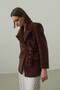 Belted Cashmere Blazer Jacket Brown - 7