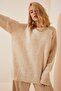 Women's Cream Oversize Knitwear Sweater PN00054
