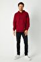 Claret Red Men's Hooded Kangaroo Pocket Sweatshirt - 4
