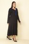 Women's Large Size Sax Collar Detailed Gathered Layered Long Dress 65n28082 - 2