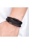 Men's Genuine Leather Bracelet Black Color Magnetic Buckle Braided Trend - 6