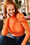 Women's Orange Princess Sleeve Lycra Blouse BLZ-19001595 - 5