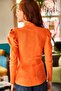 Women's Orange Princess Sleeve Lycra Blouse BLZ-19001595 - 7