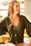 Women's Khaki Button Cardigan HRK-19000046