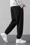 نسيج الصوف Sweatpants الرجال السود كبيرة الحجم - 2