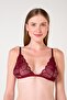 Women's Claret Red Covered Lace Front Clip Bralette