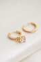 Women's Single Stone Detailed Hoop Model Earrings - 3