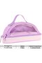 Crescent Carrying Handle Girl's Two-Eye Pen Holder - Purple, Transparent Pocket - K2732 - 3