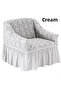 Jacquard Shawl-Patterned Single Sofa Cover (Cream Rank)