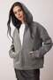 Wardrobe Essentials – Antrasit Melanj Oversize Kapüşonlu Örme Sweatshirt |TWOAW26SW00018