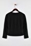 Siyah Kalın Şardonsuz Belden Oturmalı Bisiklet Yaka Örme Sweatshirt TWOAW26SW00068 - 7