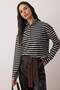 Siyah Çizgili Gizli Fermuarlı Oversize/Geniş Kalıp İnce Örme Sweatshirt TWOAW26SW00242
