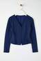 Navy Blue Soft Touch V-Neck Zippered Regular/Regular Cut Knitted Blouse Twoaw26Bz00180 - 5