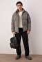 Gri Unisex Oversize Fit Dik Yaka Suya ve Rüzgara Dayanıklı Şişme Kışlık Mont TMNAW24MO00003